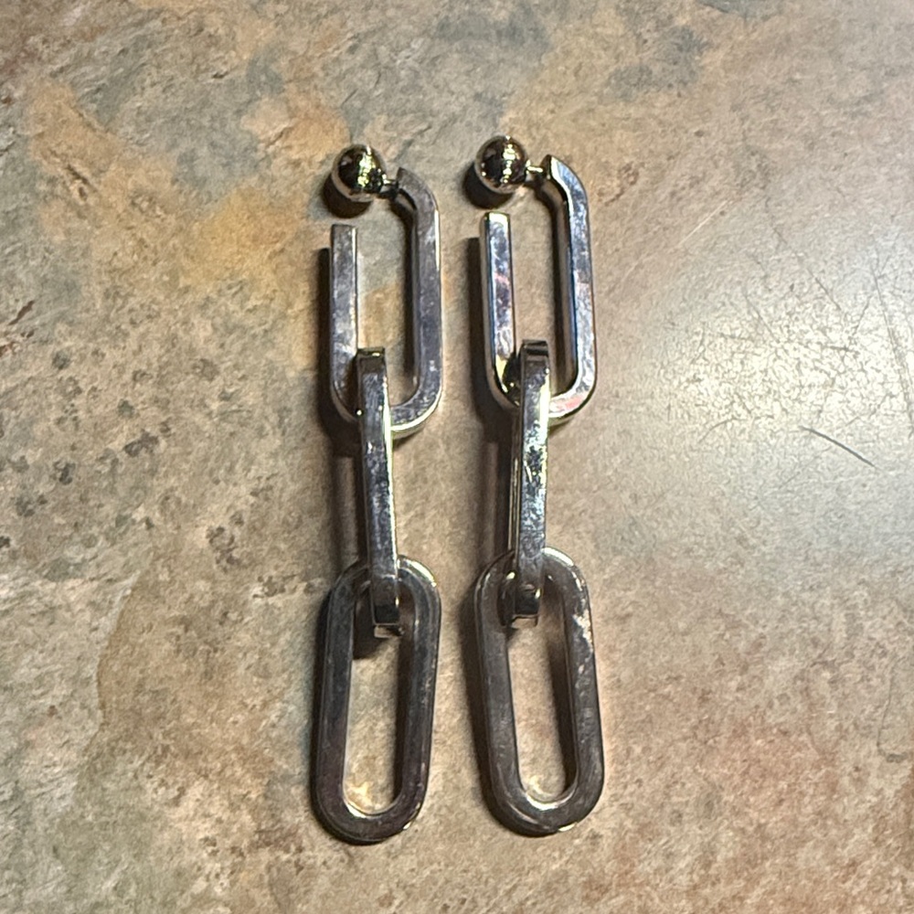 Burberry Silvertone Chain Link Earrings